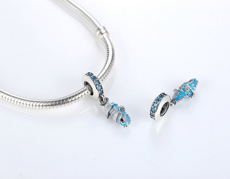 Sterling 925 silver charm seahorse bead pendant fits Pandora charm and European charm bracelet Xaxe.com