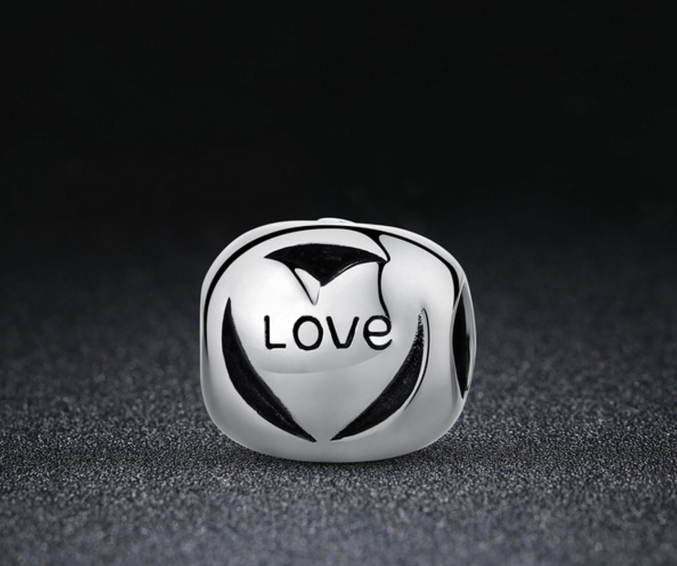 Sterling 925 silver charm simple love bead pendant fits Pandora charm and European charm bracelet Xaxe.com