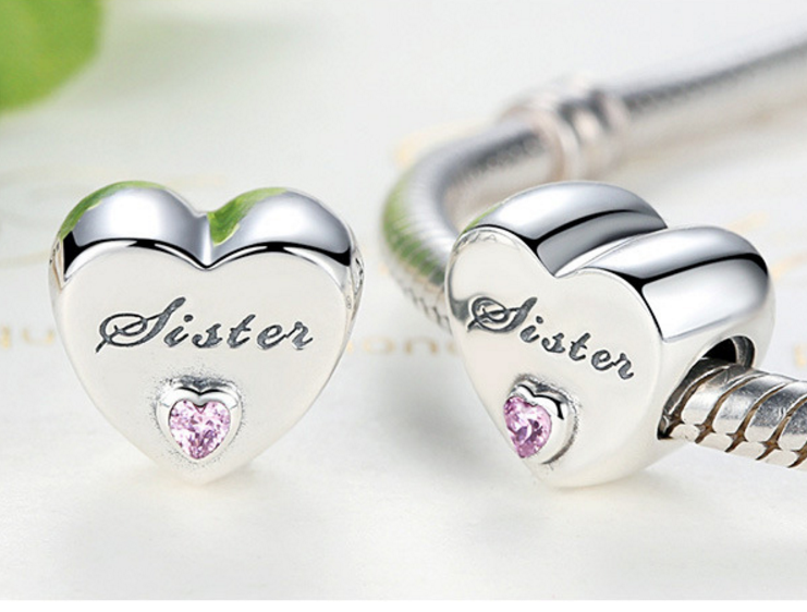 Sterling 925 silver charm sisters love bead pendant fits Pandora charm and European charm bracelet Xaxe.com