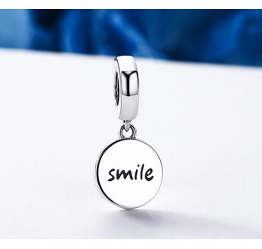 Sterling 925 silver charm smile face pendant fits Pandora charm and European charm bracelet Xaxe.com