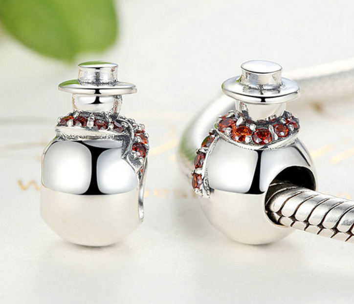Sterling 925 silver charm snow man bead pendant fits Pandora charm and European charm bracelet Xaxe.com