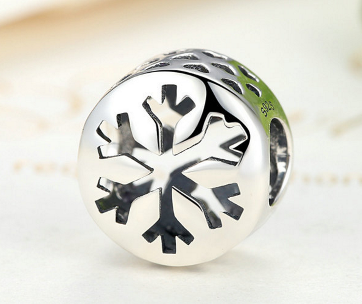Sterling 925 silver charm snow round pendant fits Pandora charm and European charm bracelet Xaxe.com