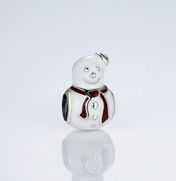 Sterling 925 silver charm snowman bead pendant fits European charm bracelet Xaxe.com