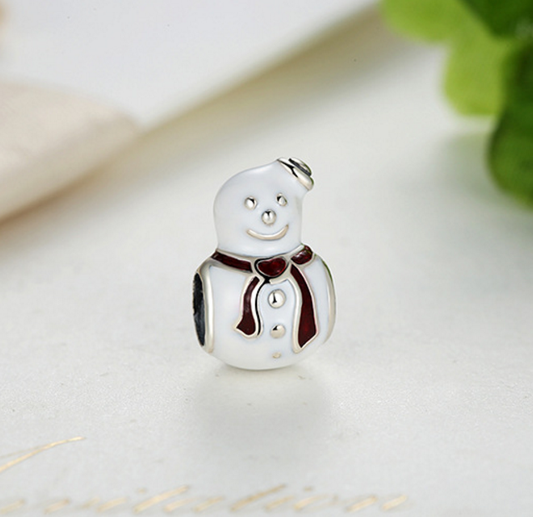 Sterling 925 silver charm snowman bead pendant fits European charm bracelet Xaxe.com