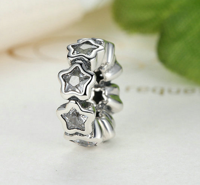 Sterling 925 silver charm star floral bead pendant fits Pandora charm and European charm bracelet Xaxe.com