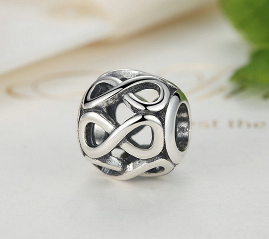 Sterling 925 silver charm symbol 8  bead pendant fits European charm bracelet Xaxe.com