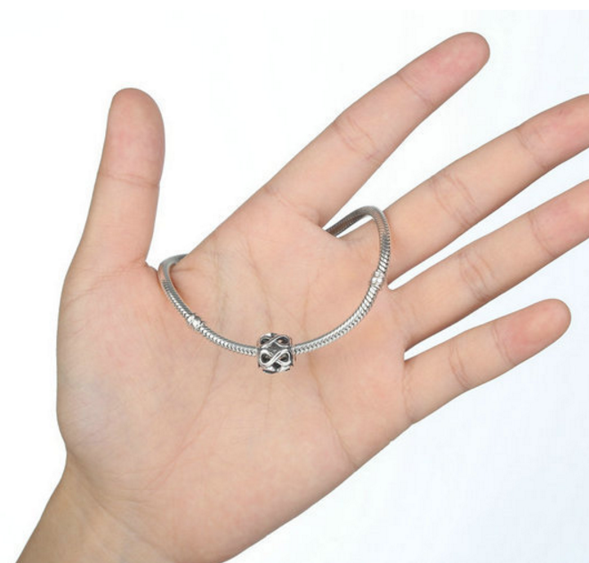 Sterling 925 silver charm symbol 8  bead pendant fits European charm bracelet Xaxe.com