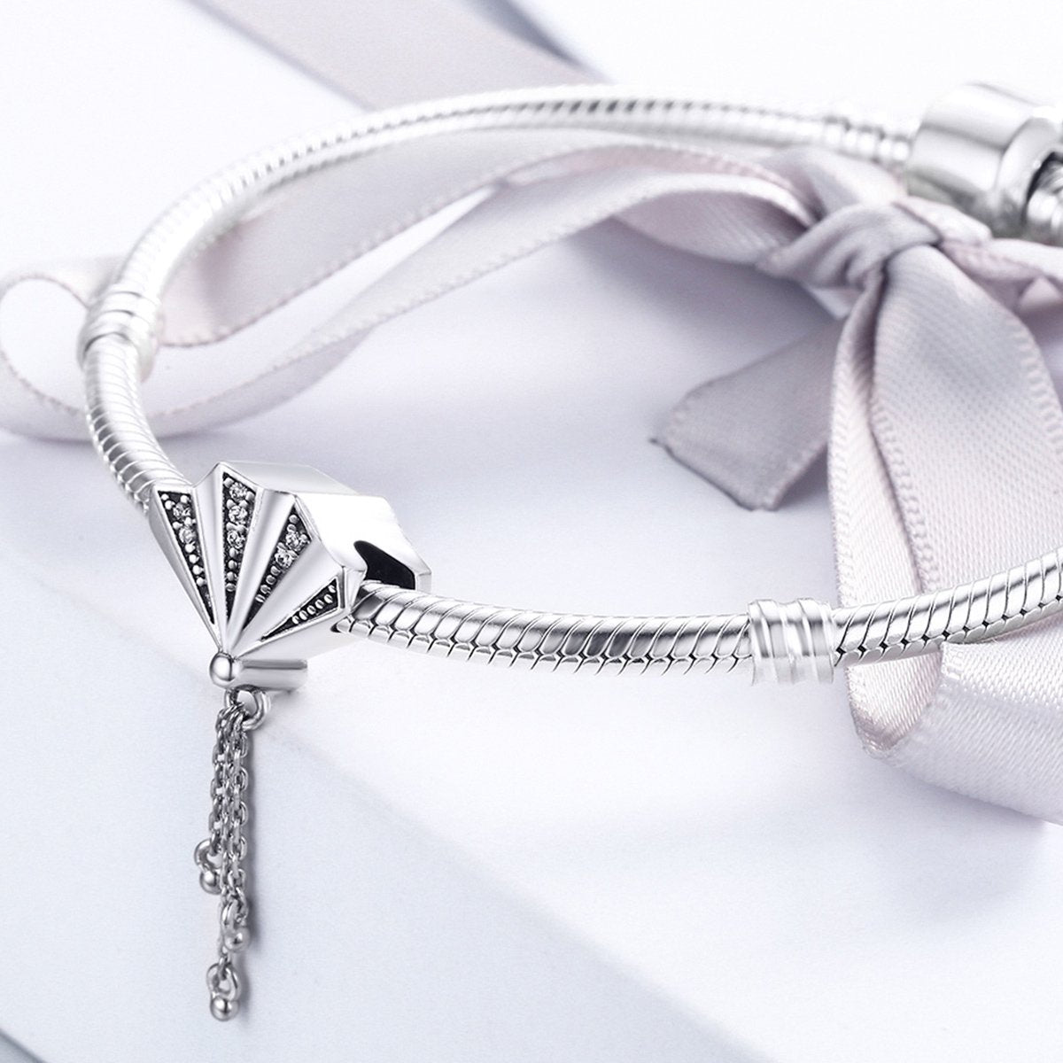 Sterling 925 silver charm the 3D diamond bead pendant fits Pandora charm and European charm bracelet Xaxe.com