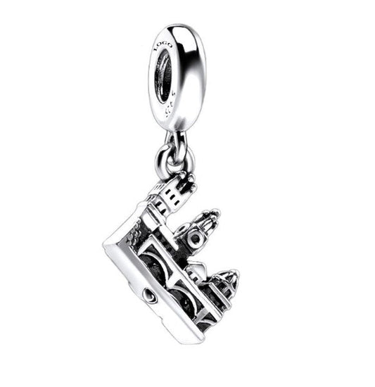 Sterling 925 silver charm the Castle bead pendant fits Pandora charm and European charm bracelet Xaxe.com