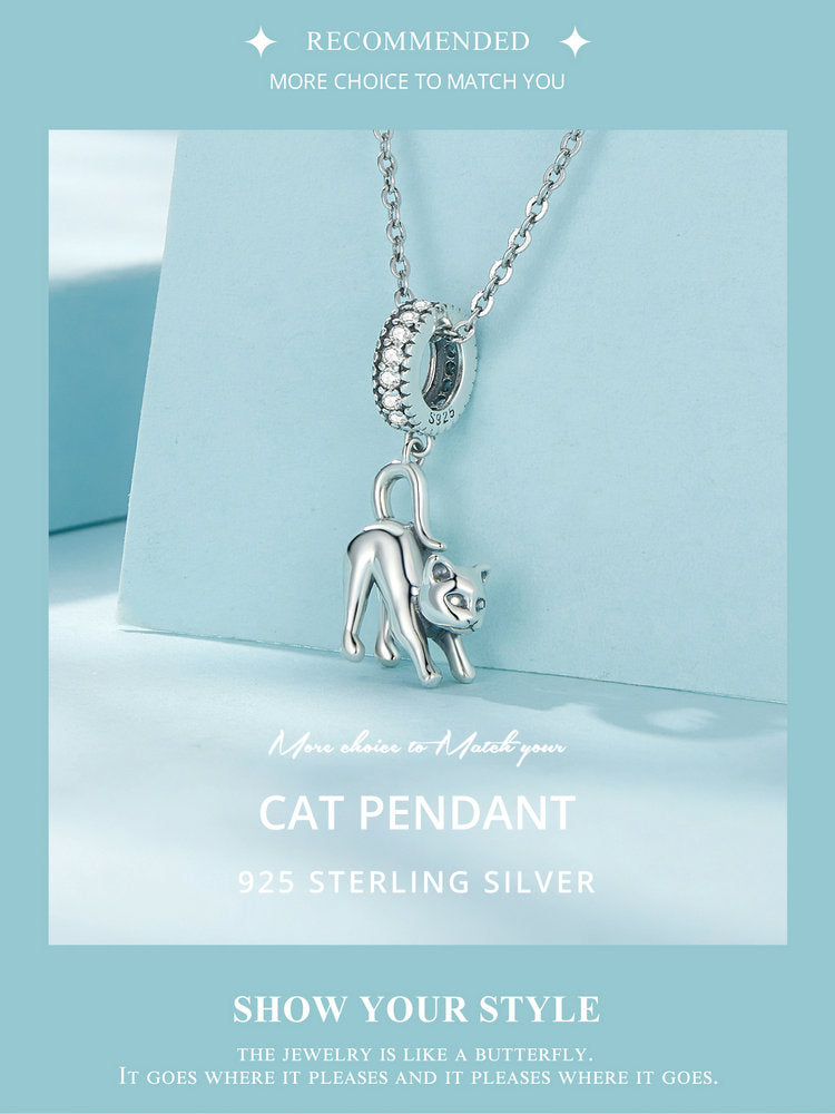 Sterling 925 silver charm the Cat pendant fits Pandora charm and European charm bracelet Xaxe.com