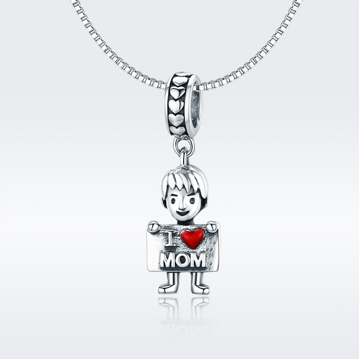 Sterling 925 silver charm the I love Mom pendant fits Pandora charm and European charm bracelet Xaxe.com