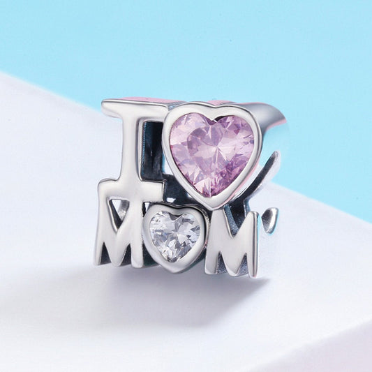 Sterling 925 silver charm the I love mom bead pendant fits Pandora charm and European charm bracelet Xaxe.com