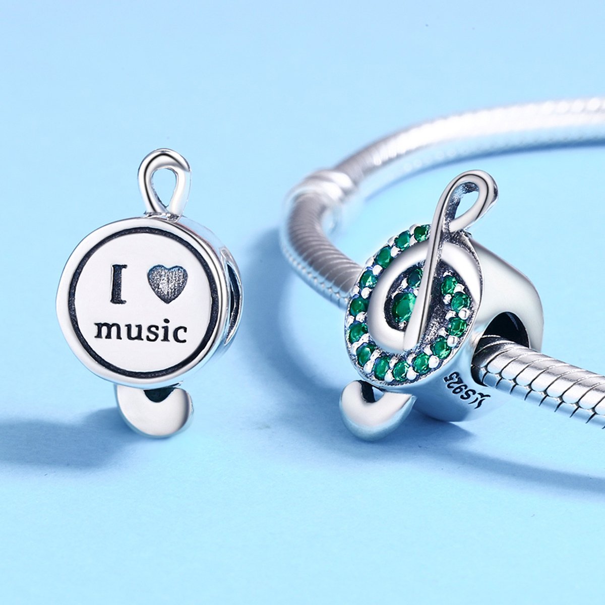 Sterling 925 silver charm the I love music bead pendant fits Pandora charm and European charm bracelet Xaxe.com