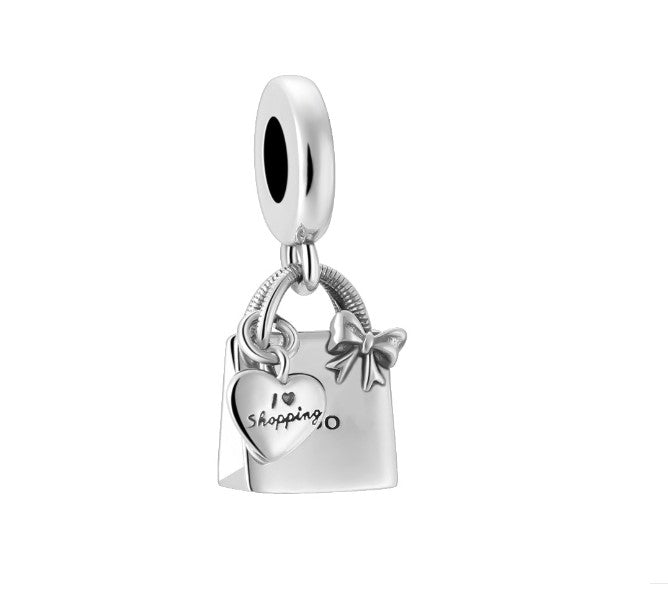 Sterling 925 silver charm the I love shopping pendant fits Pandora charm and European charm bracelet Xaxe.com