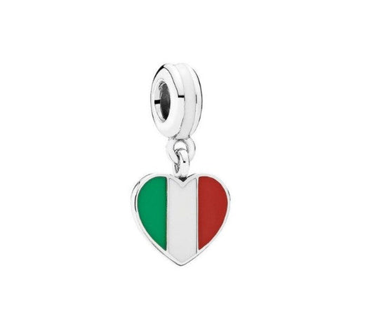 Sterling 925 silver charm the Italy flag bead pendant fits Pandora charm and European charm bracelet Xaxe.com