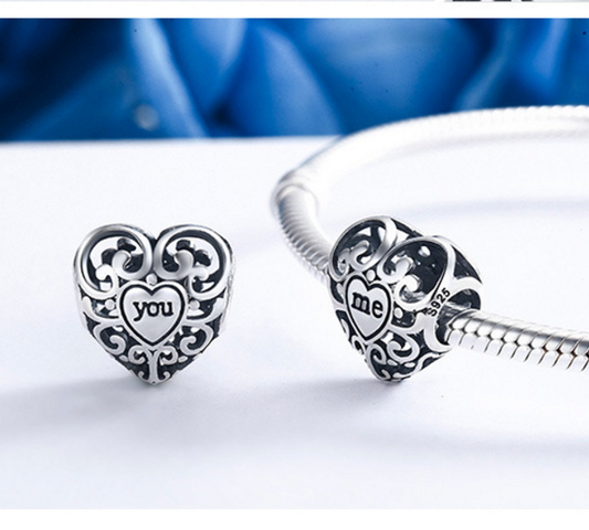 Sterling 925 silver charm the about you heart bead pendant fits Pandora charm and European charm bracelet Xaxe.com