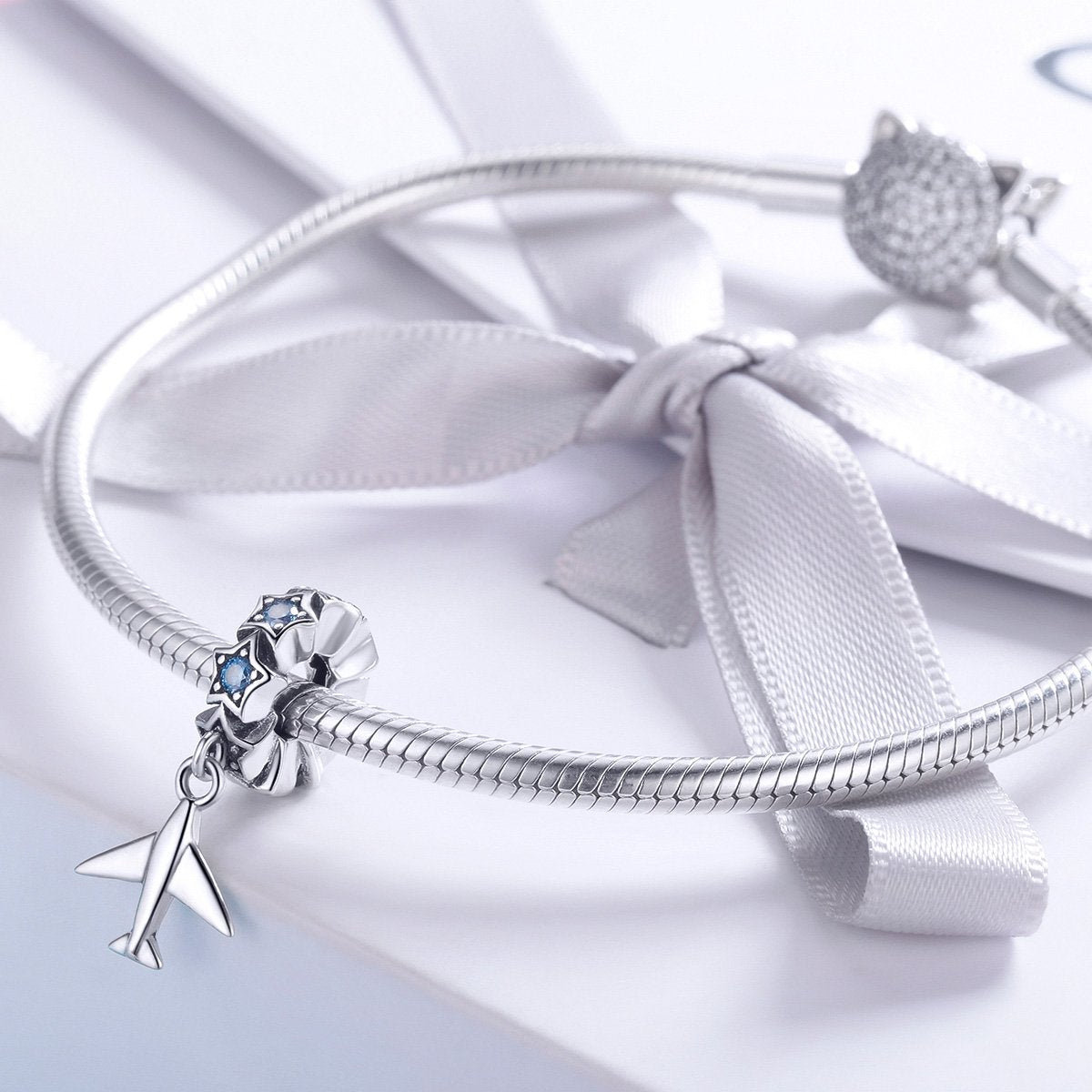 Sterling 925 silver charm the airplane circle pendant fits Pandora charm and European charm bracelet Xaxe.com
