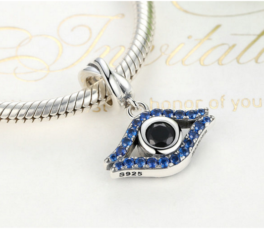 Sterling 925 silver charm the blue evil eye bead pendant fits Pandora charm and European charm bracelet Xaxe.com