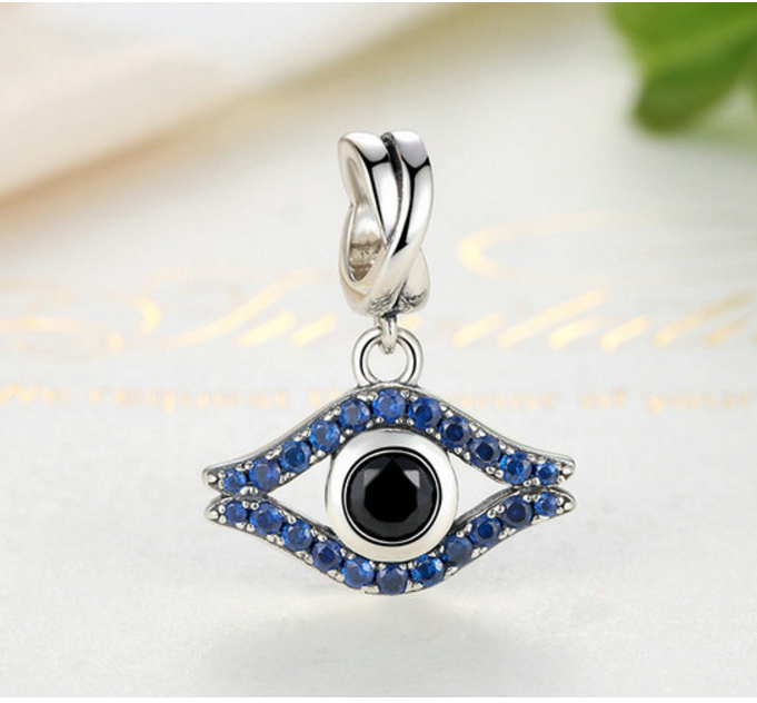 Sterling 925 silver charm the blue evil eye bead pendant fits Pandora charm and European charm bracelet Xaxe.com