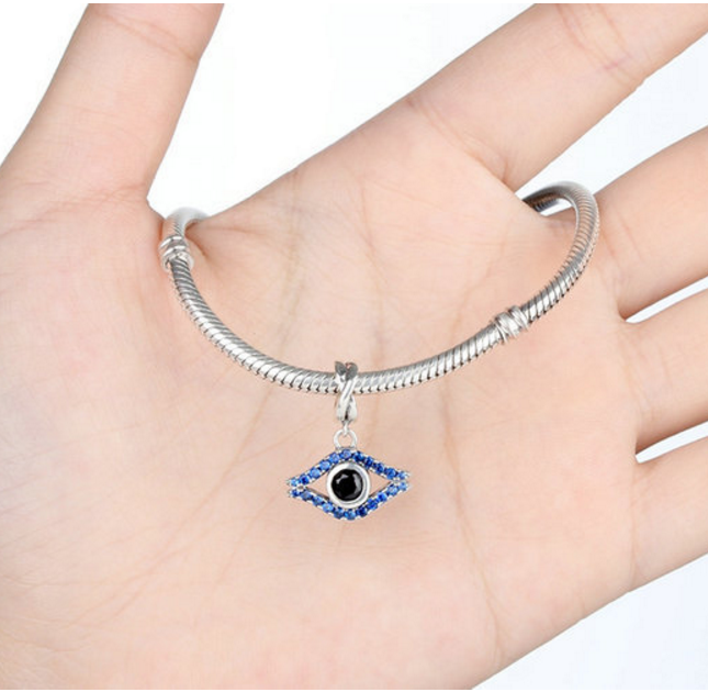 Sterling 925 silver charm the blue evil eye bead pendant fits Pandora charm and European charm bracelet Xaxe.com