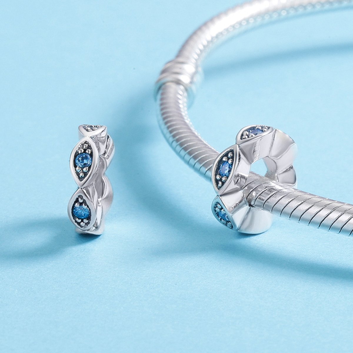 Sterling 925 silver charm the blue eyes bead pendant fits Pandora charm and European charm bracelet Xaxe.com