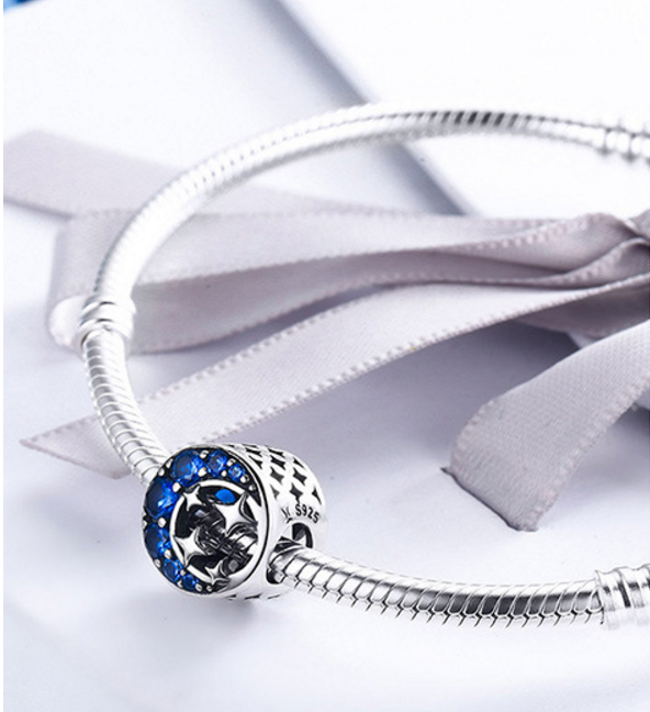 Sterling 925 silver charm the blue moon n star bead pendant fits Pandora charm and European charm bracelet Xaxe.com