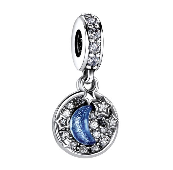 Sterling 925 silver charm the blue moon pendant fits Pandora charm and European charm bracelet Xaxe.com