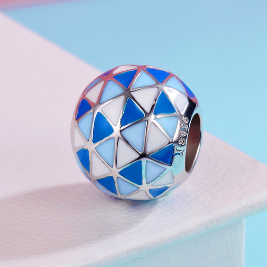 Sterling 925 silver charm the blue mosaic bead pendant fits Pandora charm and European charm bracelet Xaxe.com