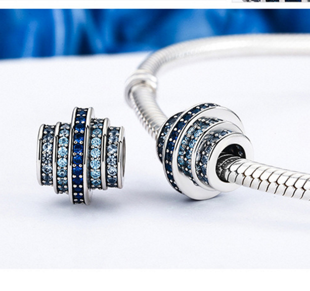 Sterling 925 silver charm the blue rhythm bead pendant fits Pandora charm and European charm bracelet Xaxe.com