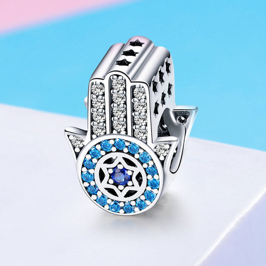 Sterling 925 silver charm the blue star in hand fits Pandora charm and European charm bracelet Xaxe.com