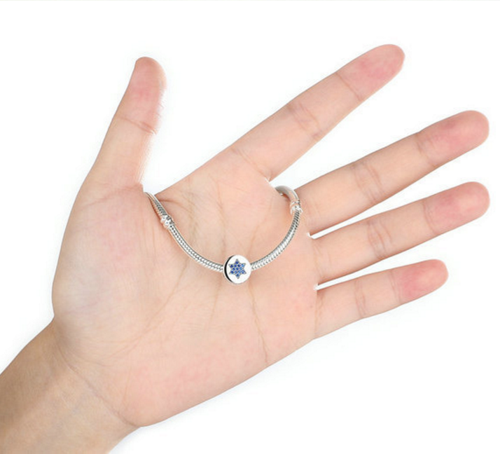 Sterling 925 silver charm the blue star of David bead pendant fits Pandora charm and European charm bracelet Xaxe.com