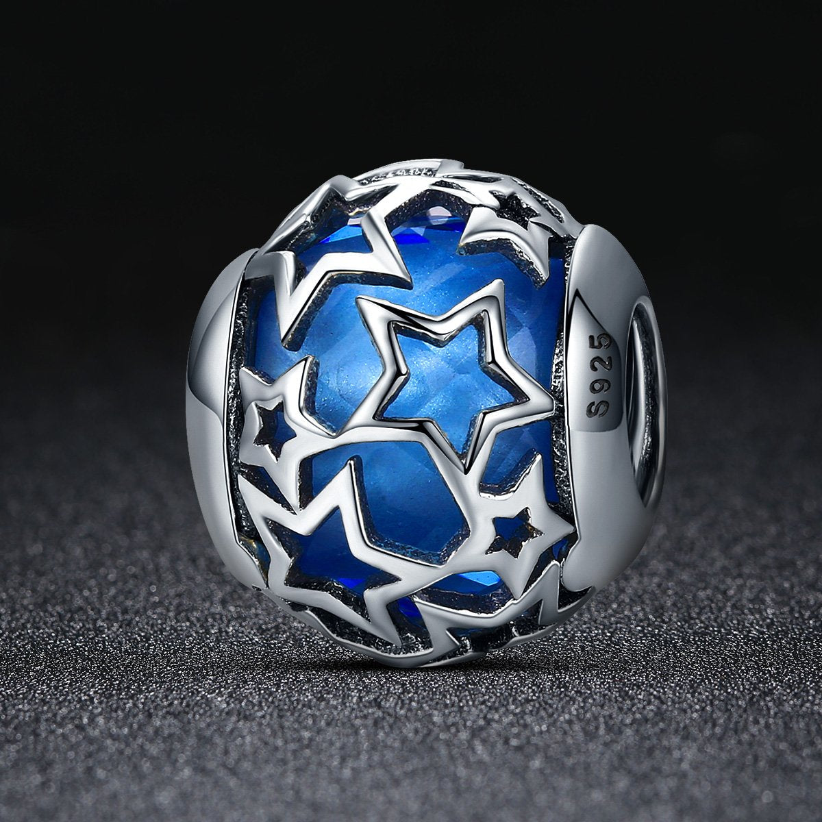 Sterling 925 silver charm the blue stars bead pendant fits Pandora charm and European charm bracelet Xaxe.com