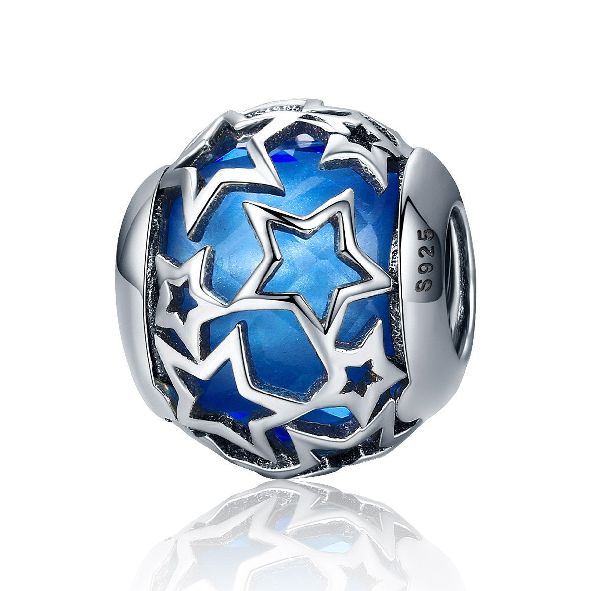 Sterling 925 silver charm the blue stars bead pendant fits Pandora charm and European charm bracelet Xaxe.com