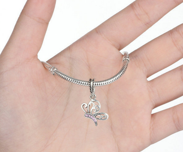 Sterling 925 silver charm the butterfly bead pendant fits Pandora charm and European charm bracelet Xaxe.com