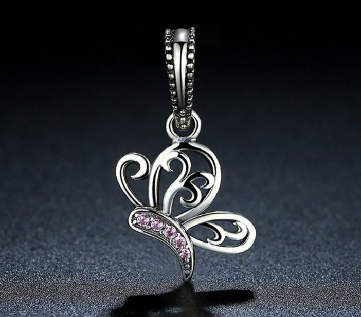 Sterling 925 silver charm the butterfly bead pendant fits Pandora charm and European charm bracelet Xaxe.com