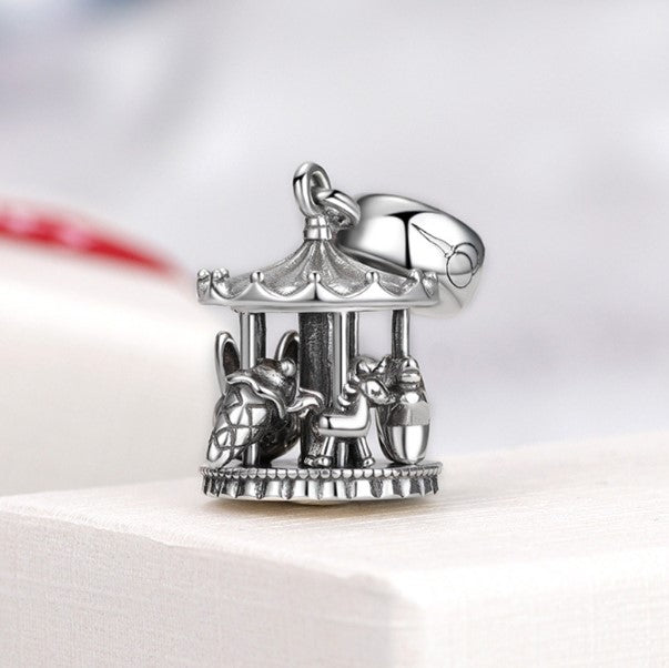 Sterling 925 silver charm the carousel bead pendant fits European charm bracelet Xaxe.com