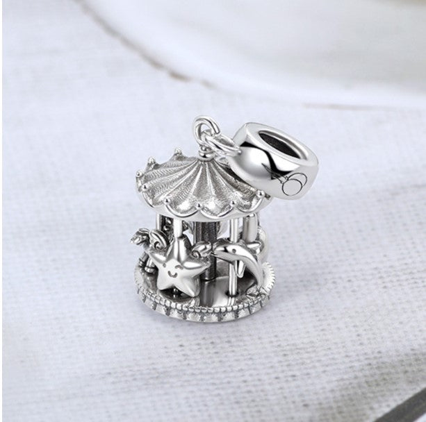 Sterling 925 silver charm the carousel bead pendant fits European charm bracelet Xaxe.com