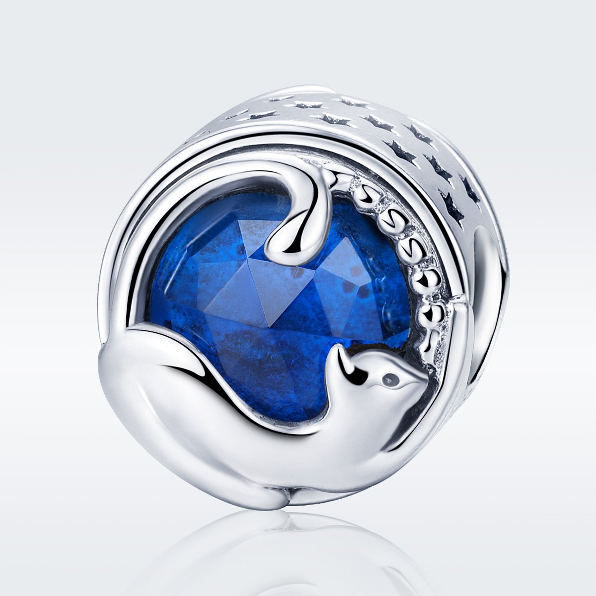 Sterling 925 silver charm the cat and blue fits Pandora charm and European charm bracelet Xaxe.com