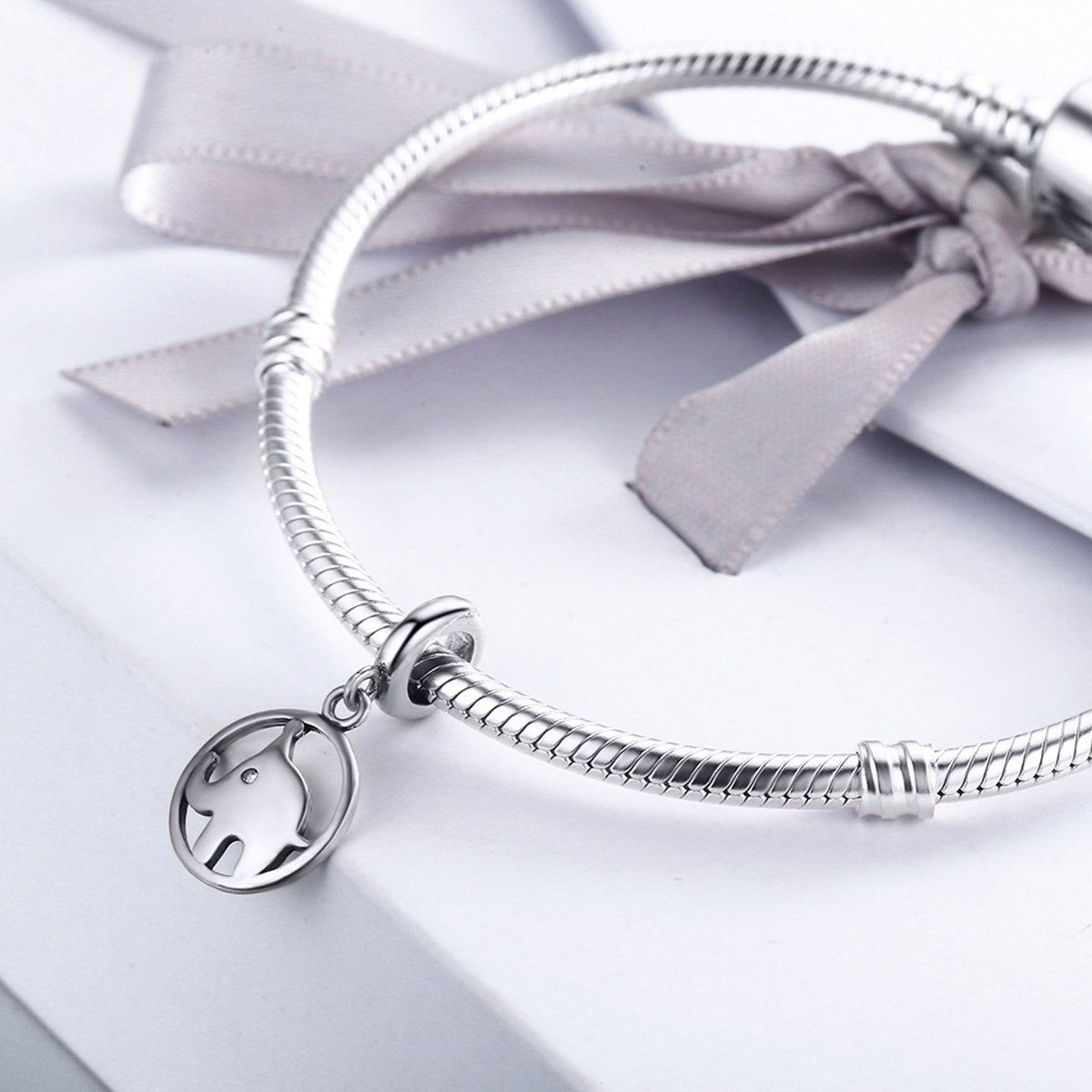 Sterling 925 silver charm the circle elephant bead pendant fits Pandora charm and European charm bracelet Xaxe.com