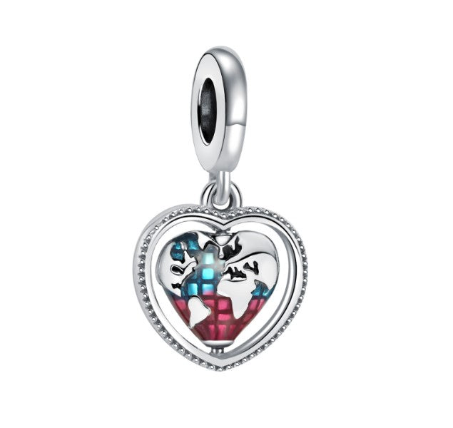 Sterling 925 silver charm the colorful world bead pendant fits Pandora charm and European charm bracelet Xaxe.com