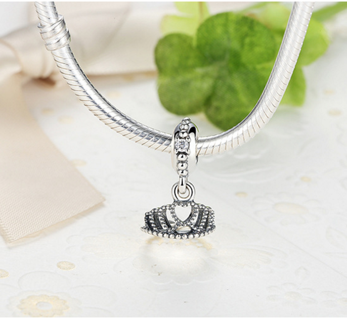 Sterling 925 silver charm the crown pendant bead pendant fits European bracelet Xaxe.com