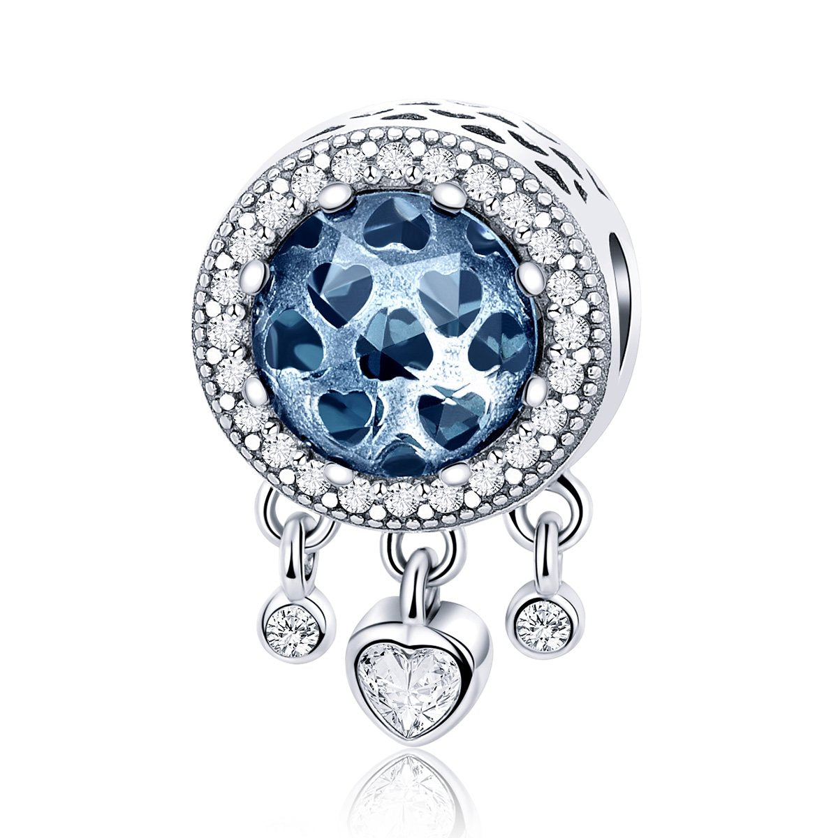 Sterling 925 silver charm the dangling blue cat eye in hand fits Pandora charm and European charm bracelet Xaxe.com