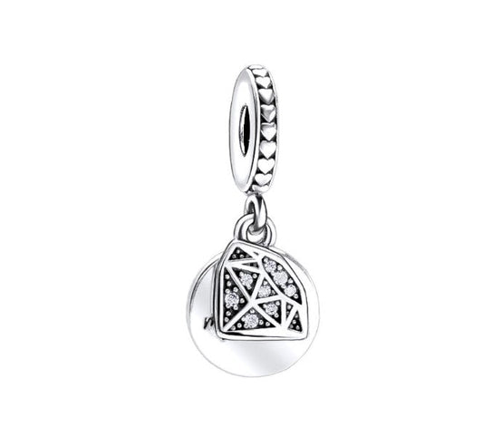 Sterling 925 silver charm the diamond bead pendant fits Pandora charm and European charm bracelet Xaxe.com