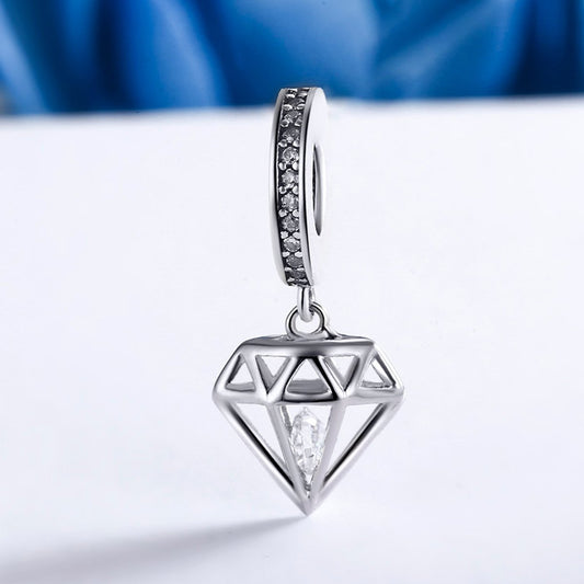 Sterling 925 silver charm the diamond  bead pendant fits Pandora charm and European charm bracelet Xaxe.com