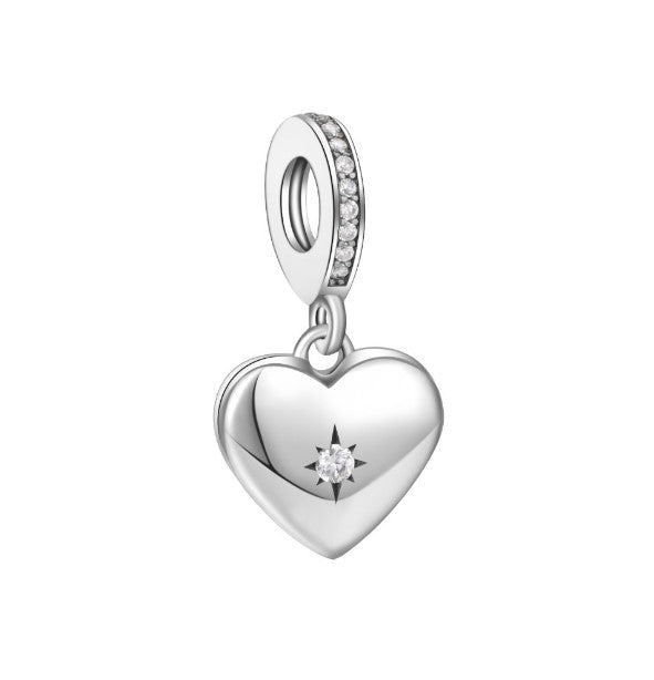 Sterling 925 silver charm the diamond heart pendant fits Pandora charm and European charm bracelet Xaxe.com