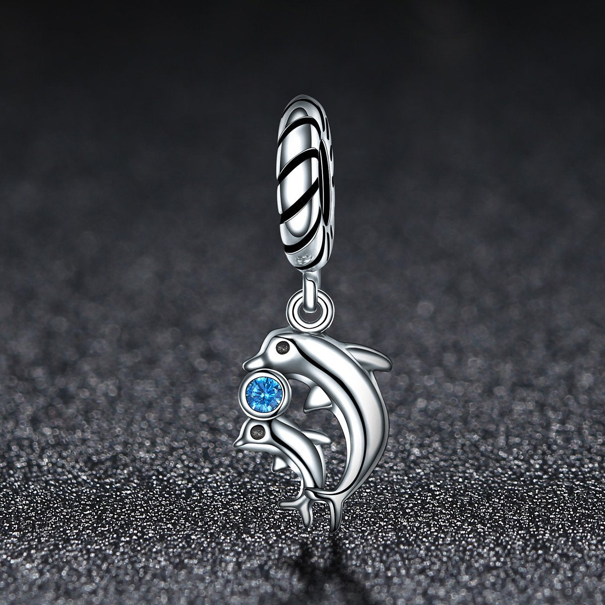 Sterling 925 silver charm the dolphin mom and son bead pendant fits Pandora charm and European charm bracelet Xaxe.com