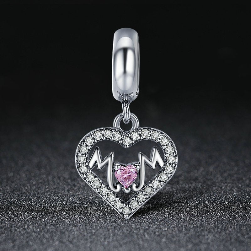Sterling 925 silver charm the double M bead pendant fits Pandora charm and European charm bracelet Xaxe.com