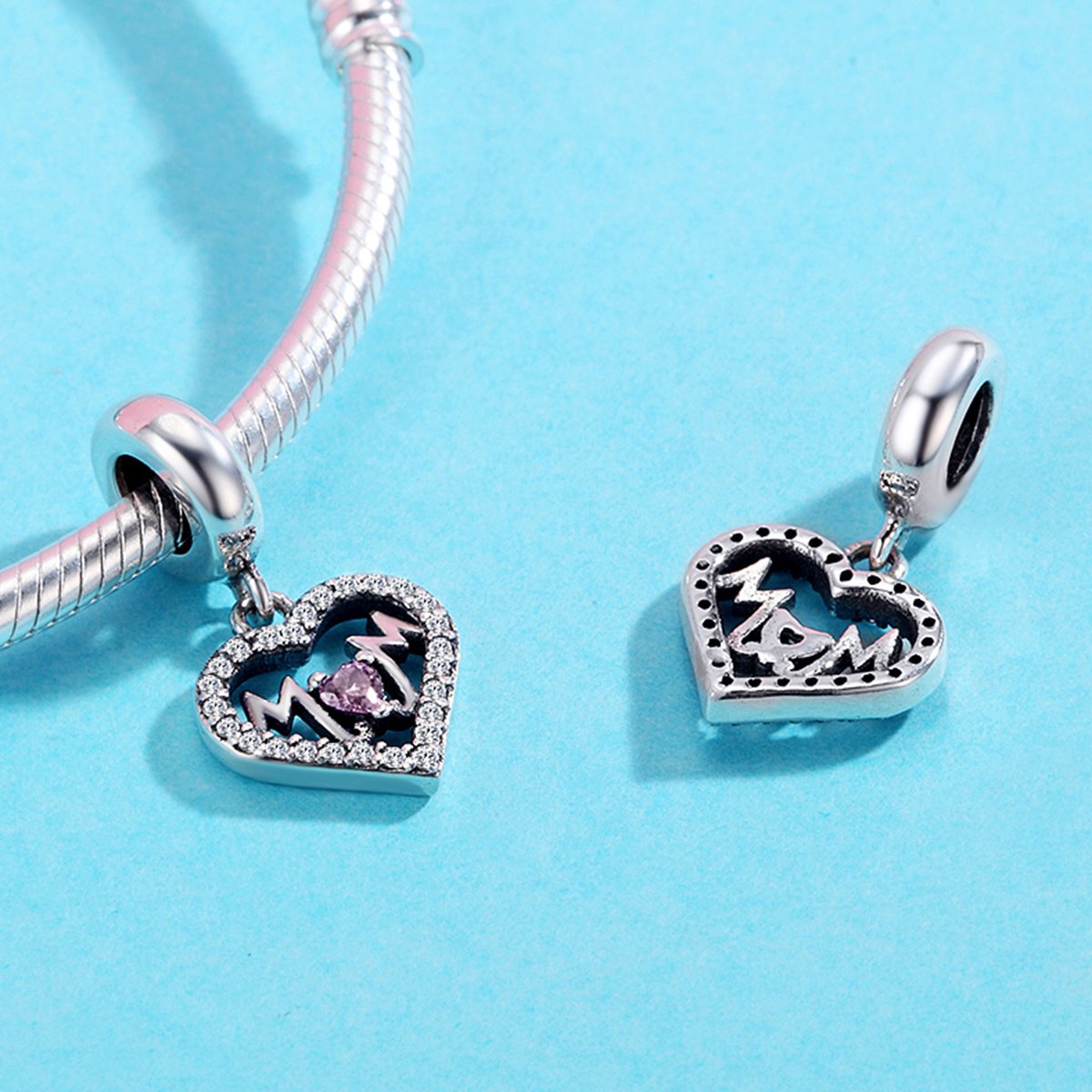 Sterling 925 silver charm the double M bead pendant fits Pandora charm and European charm bracelet Xaxe.com