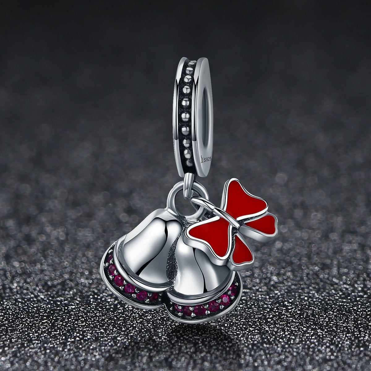 Sterling 925 silver charm the double bells bead pendant fits Pandora charm and European charm bracelet Xaxe.com