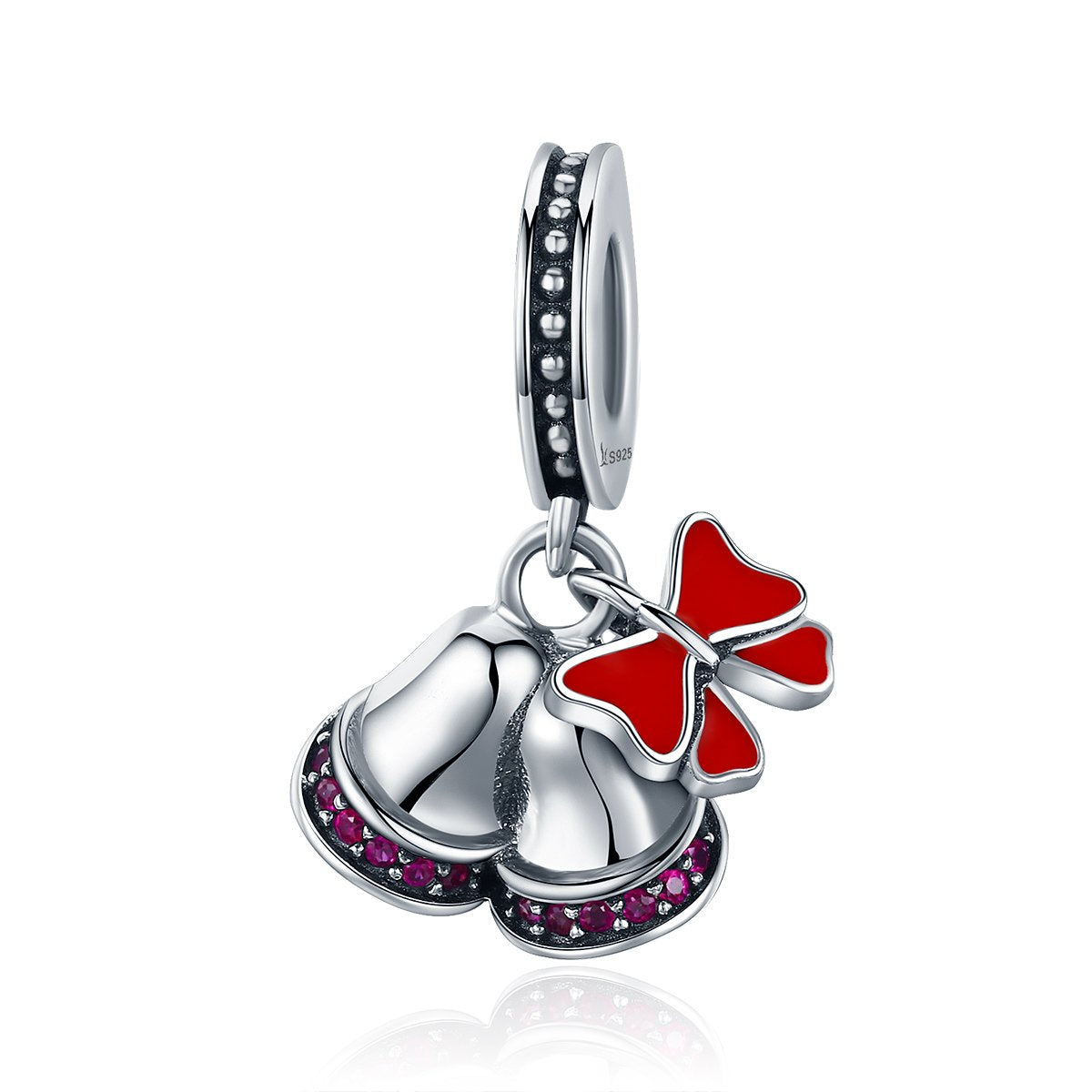 Sterling 925 silver charm the double bells bead pendant fits Pandora charm and European charm bracelet Xaxe.com